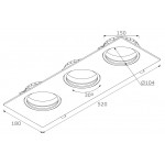 Foco basculante Cuadrado empotrar Konica, para 3 Lámparas AR111/QR111